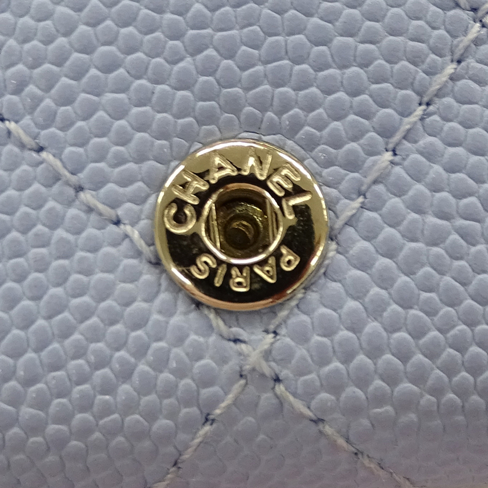 CHANEL Authentic Blue Caviar Leather Wallet - Picture 15 of 16